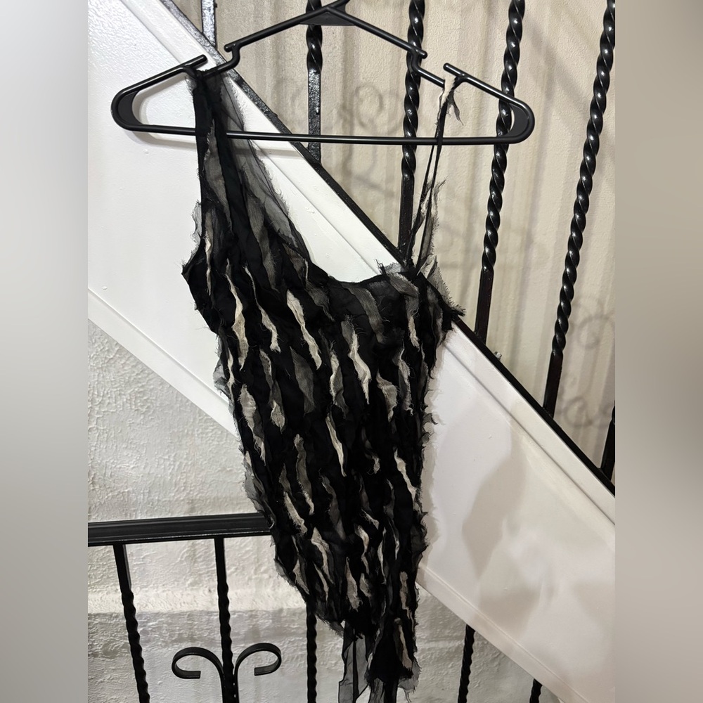 Arden B Black and White Asymmetrical Dress